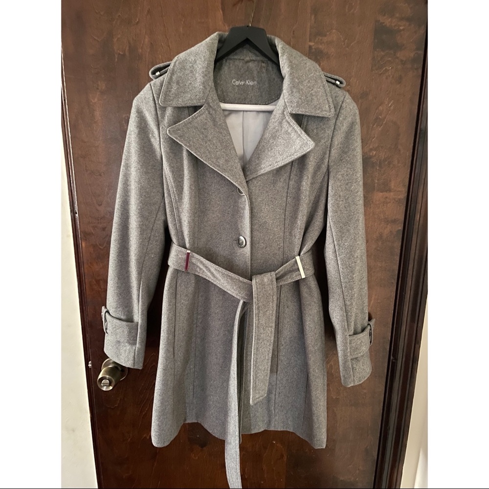 Calvin Klein Single Breasted Wool Blend Coat